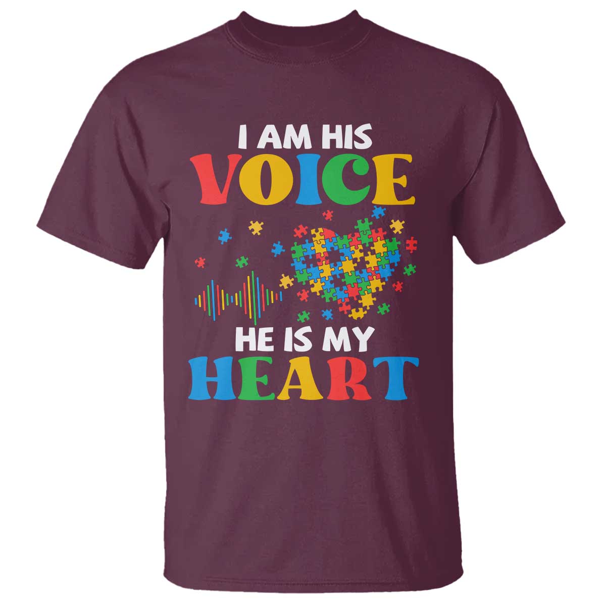 I Am His Voice He Is My Heart T Shirt Autism Awareness Puzzle Piece