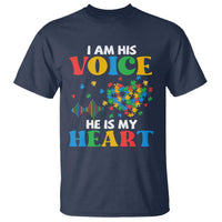 I Am His Voice He Is My Heart T Shirt Autism Awareness Puzzle Piece