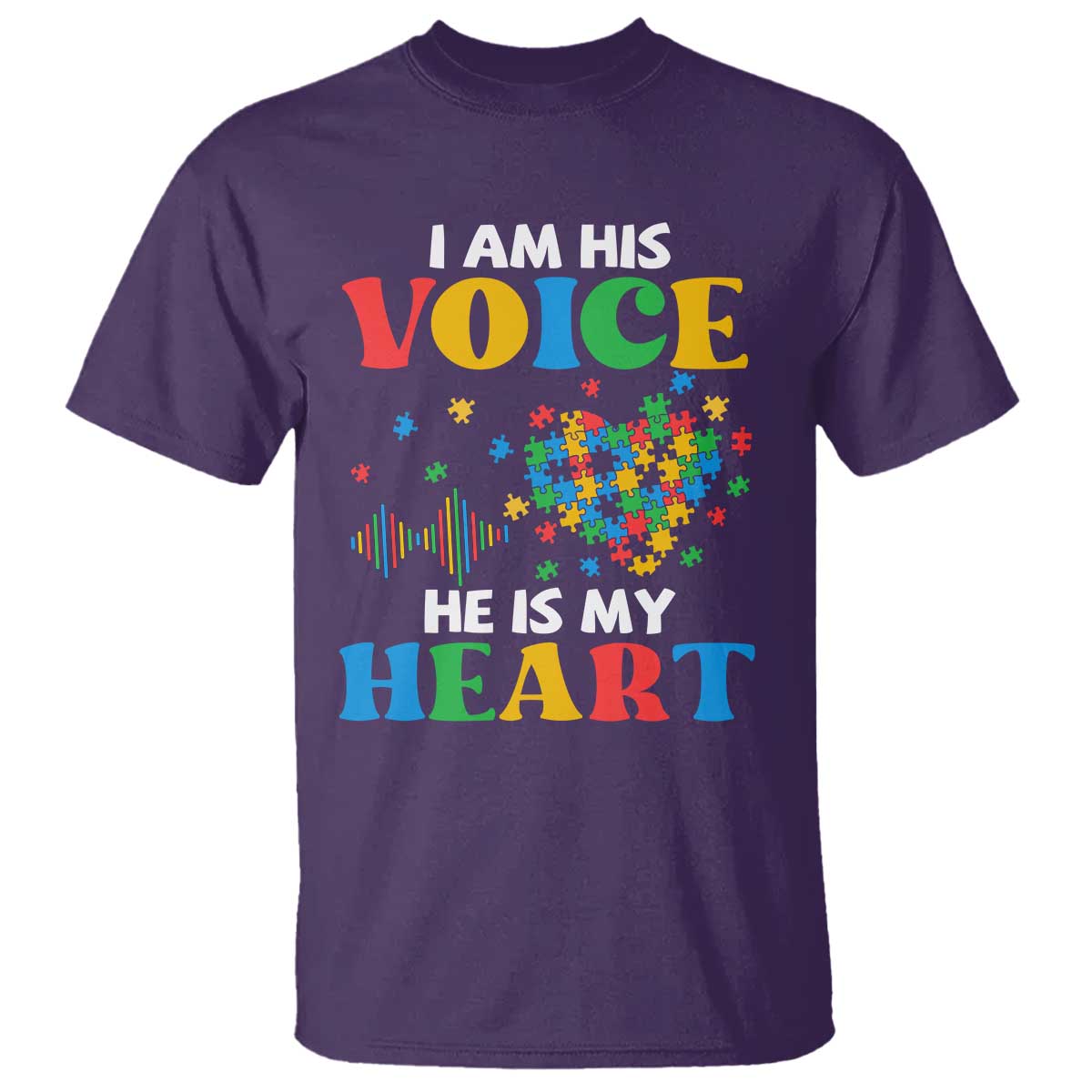 I Am His Voice He Is My Heart T Shirt Autism Awareness Puzzle Piece