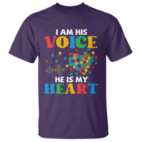 I Am His Voice He Is My Heart T Shirt Autism Awareness Puzzle Piece
