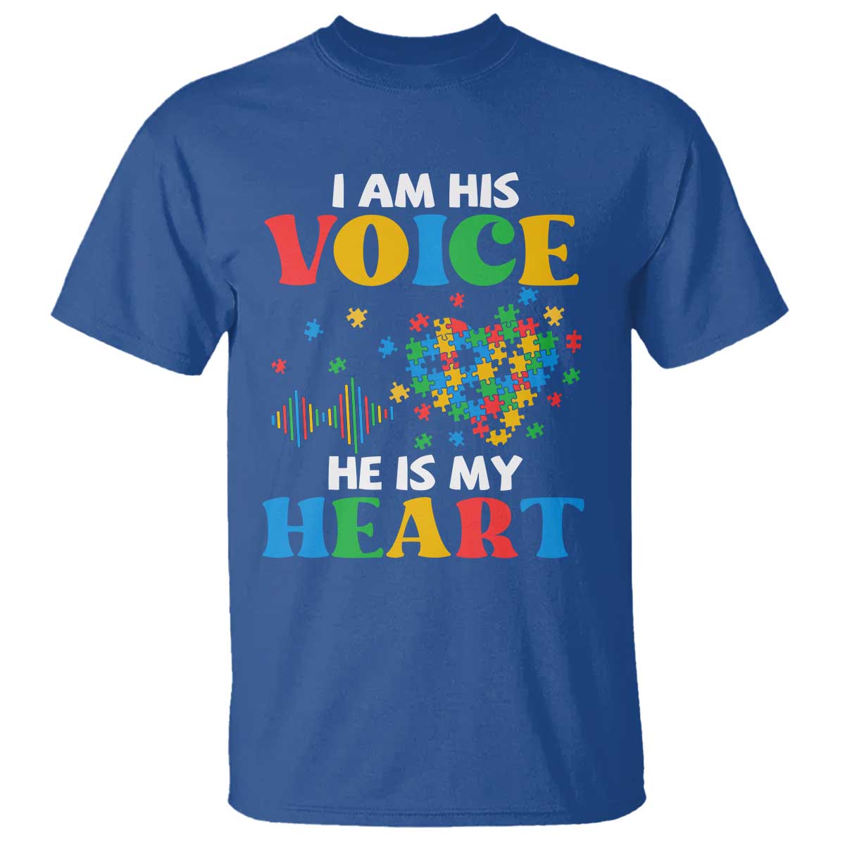 I Am His Voice He Is My Heart T Shirt Autism Awareness Puzzle Piece