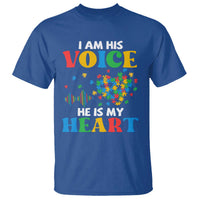 I Am His Voice He Is My Heart T Shirt Autism Awareness Puzzle Piece