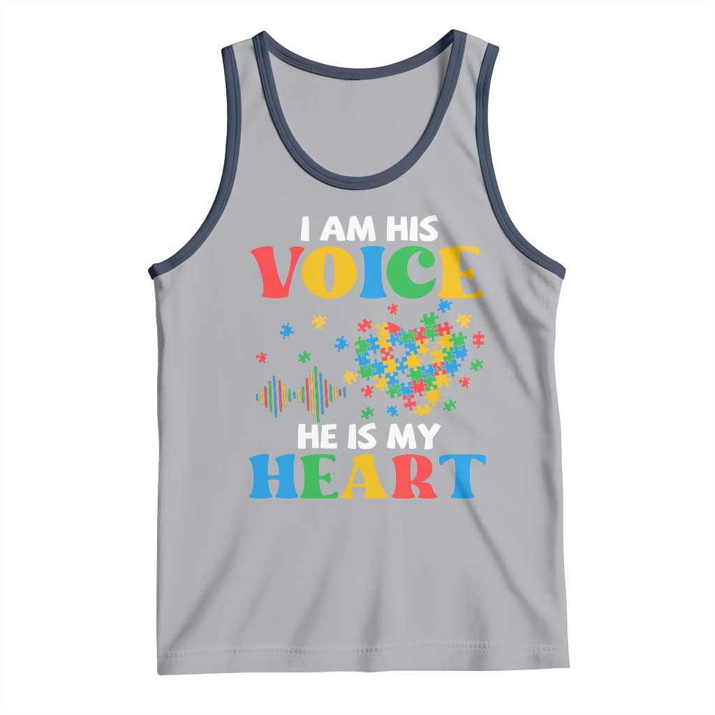I Am His Voice He Is My Heart Tank Top Autism Awareness Puzzle Piece