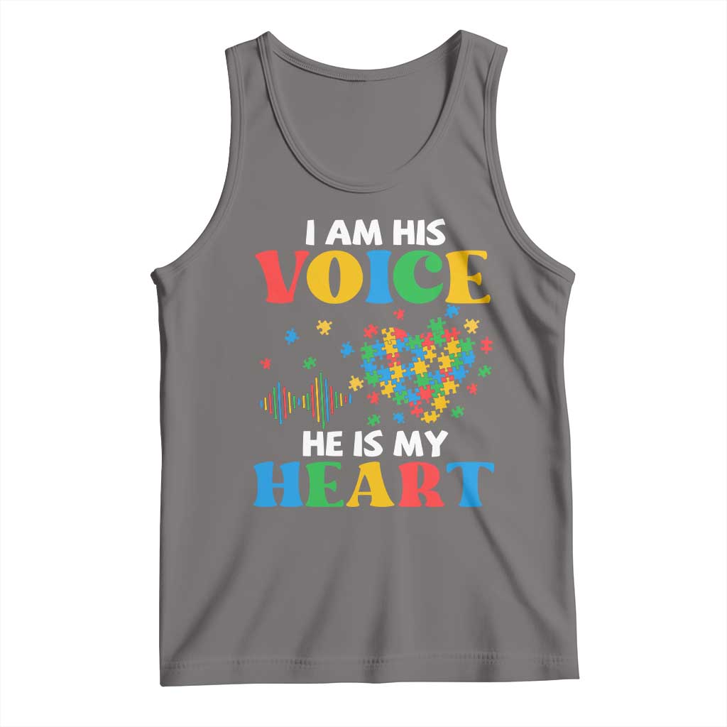 I Am His Voice He Is My Heart Tank Top Autism Awareness Puzzle Piece