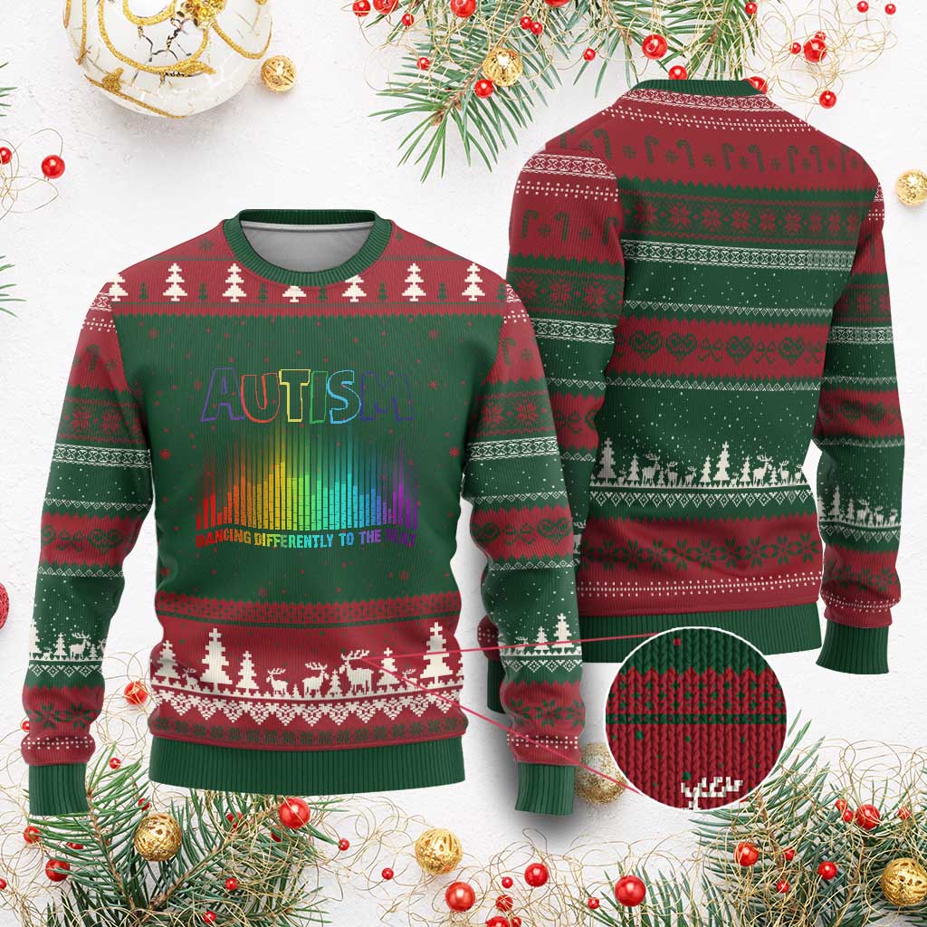 Autism Awareness Ugly Christmas Sweater Autism Dancing Differently To The Beat