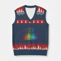 Autism Awareness V-Neck Knit Sweater Vest Autism Dancing Differently To The Beat