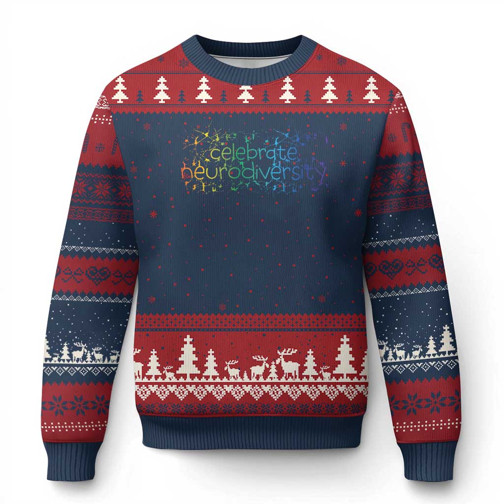 Celebrate Neurodiversity Ugly Christmas Sweater Autism Awareness ASD ADHD Mental Health