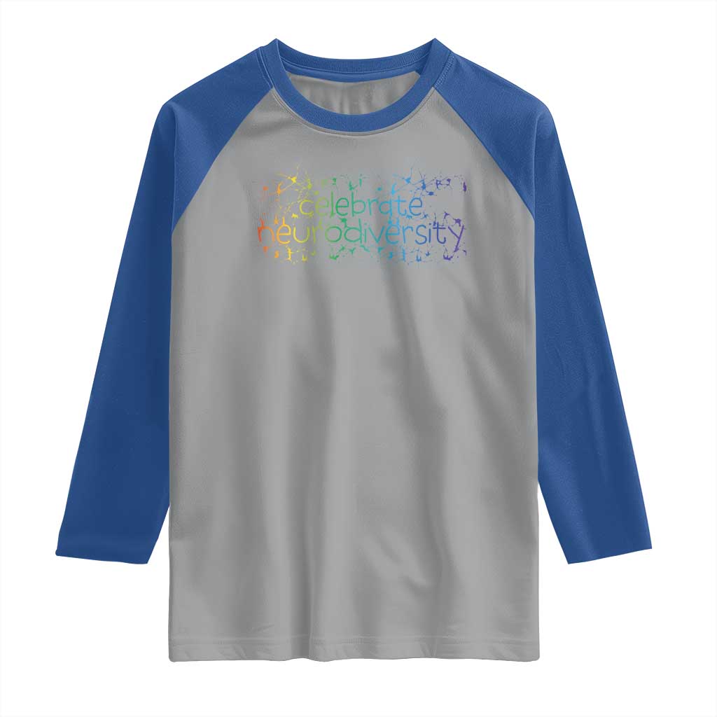 Celebrate Neurodiversity Raglan Shirt Autism Awareness ASD ADHD Mental Health