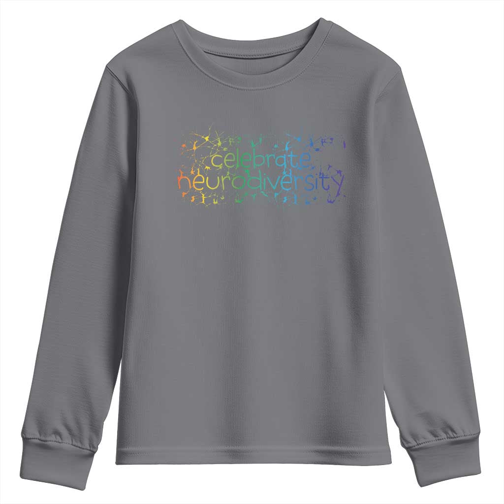 Celebrate Neurodiversity Youth Sweatshirt Autism Awareness ASD ADHD Mental Health
