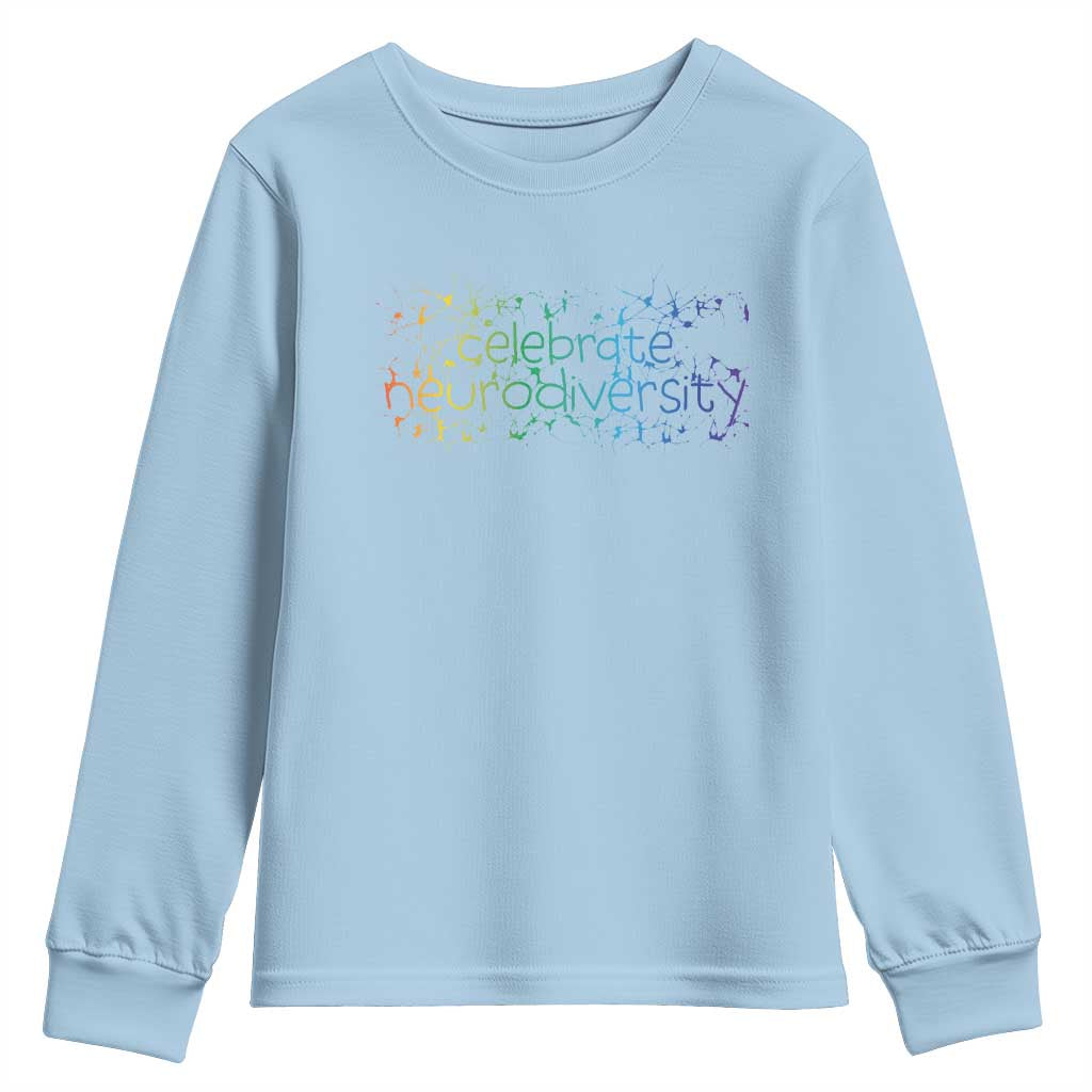 Celebrate Neurodiversity Youth Sweatshirt Autism Awareness ASD ADHD Mental Health