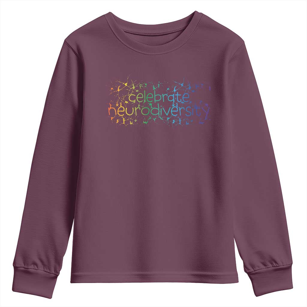 Celebrate Neurodiversity Youth Sweatshirt Autism Awareness ASD ADHD Mental Health
