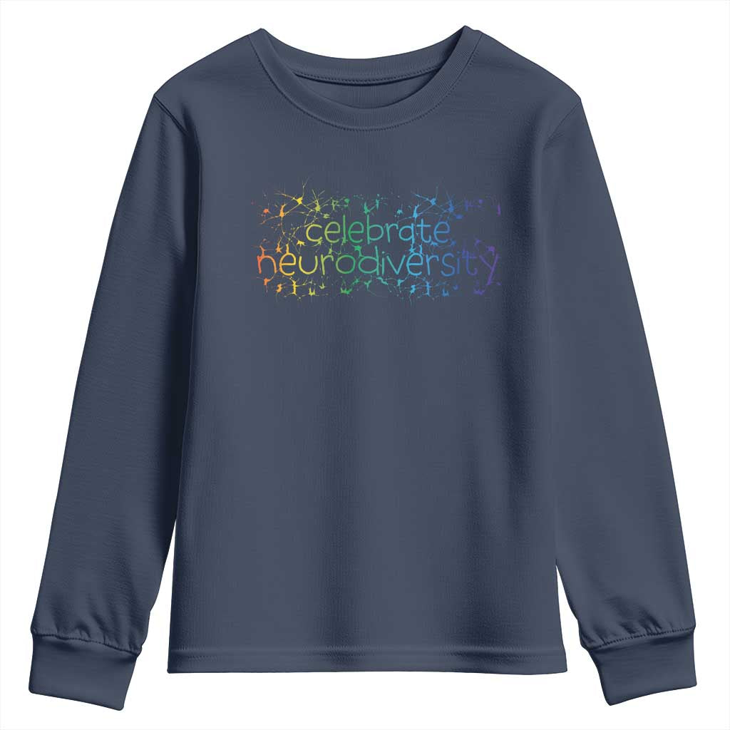 Celebrate Neurodiversity Youth Sweatshirt Autism Awareness ASD ADHD Mental Health