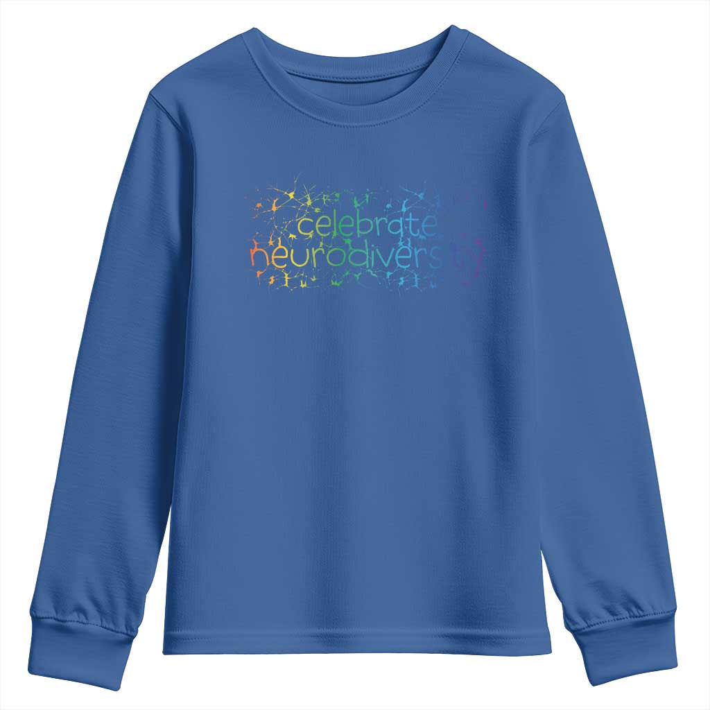 Celebrate Neurodiversity Youth Sweatshirt Autism Awareness ASD ADHD Mental Health