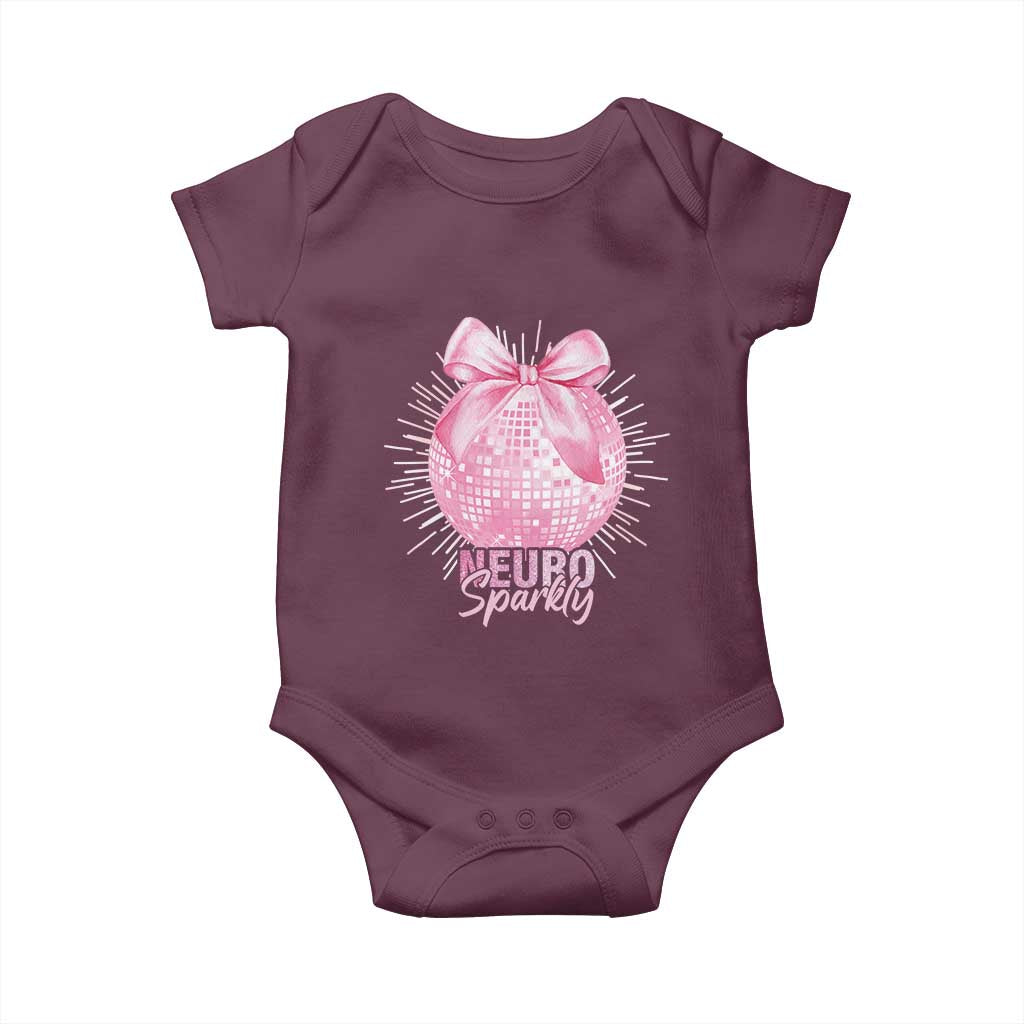 Neurodivergent Neuro Sparkly Baby Onesie Autism Spectrum ADHD Pink Bow Disco Ball