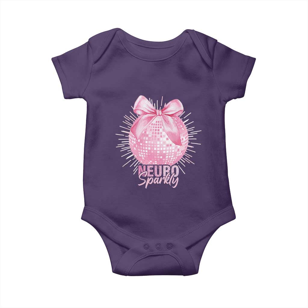 Neurodivergent Neuro Sparkly Baby Onesie Autism Spectrum ADHD Pink Bow Disco Ball