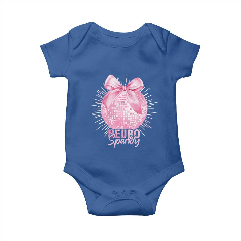 Neurodivergent Neuro Sparkly Baby Onesie Autism Spectrum ADHD Pink Bow Disco Ball