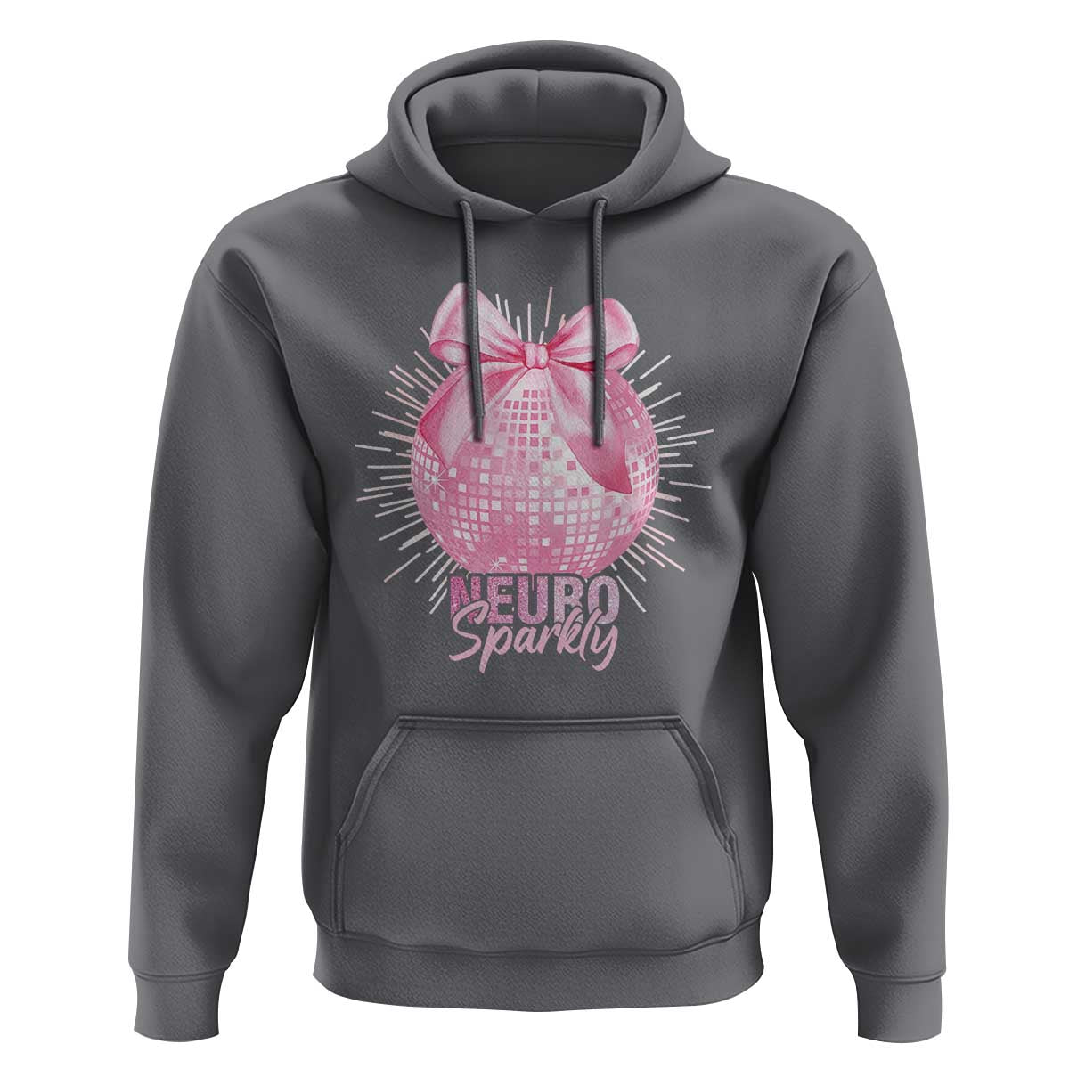 Neurodivergent Neuro Sparkly Hoodie Autism Spectrum ADHD Pink Bow Disco Ball