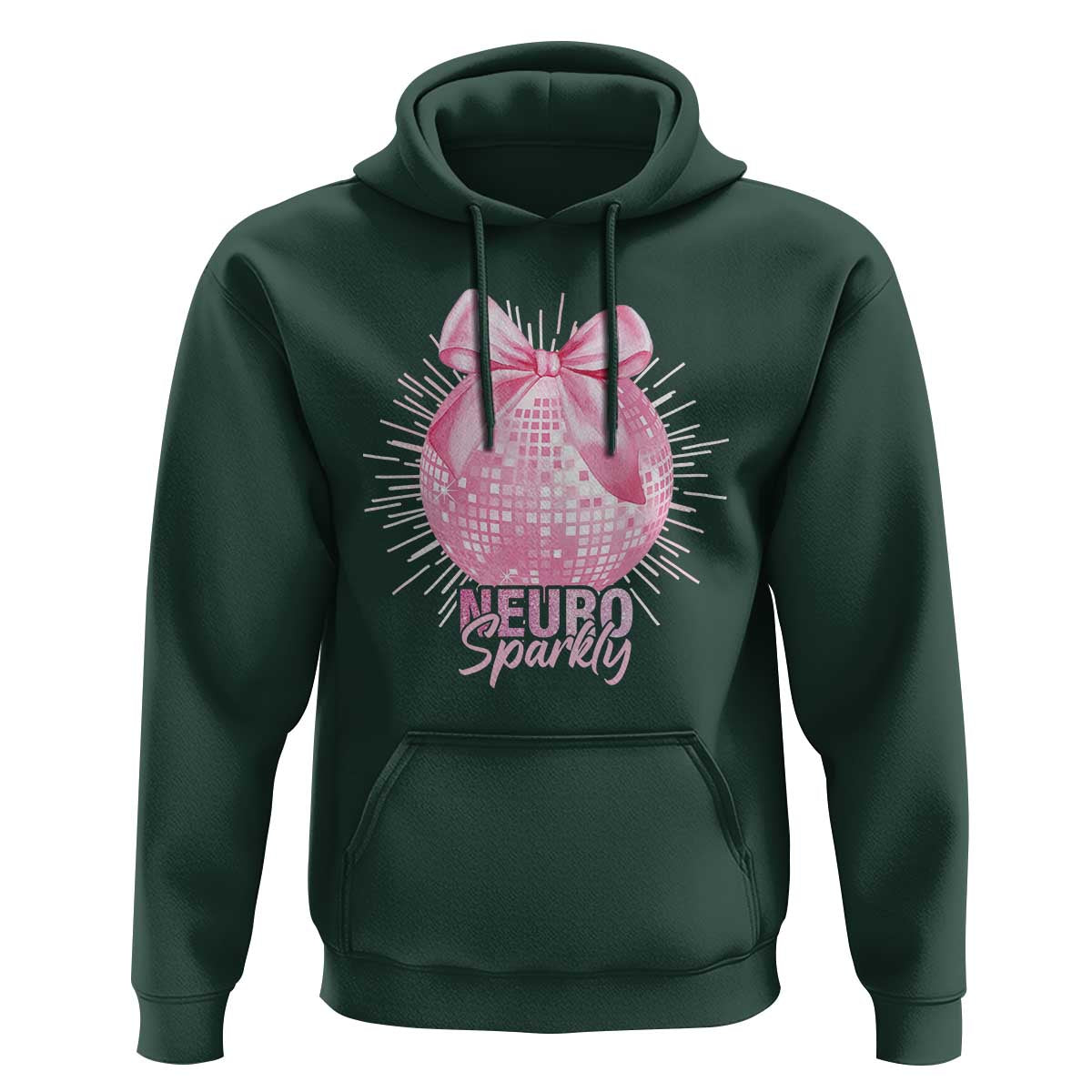 Neurodivergent Neuro Sparkly Hoodie Autism Spectrum ADHD Pink Bow Disco Ball