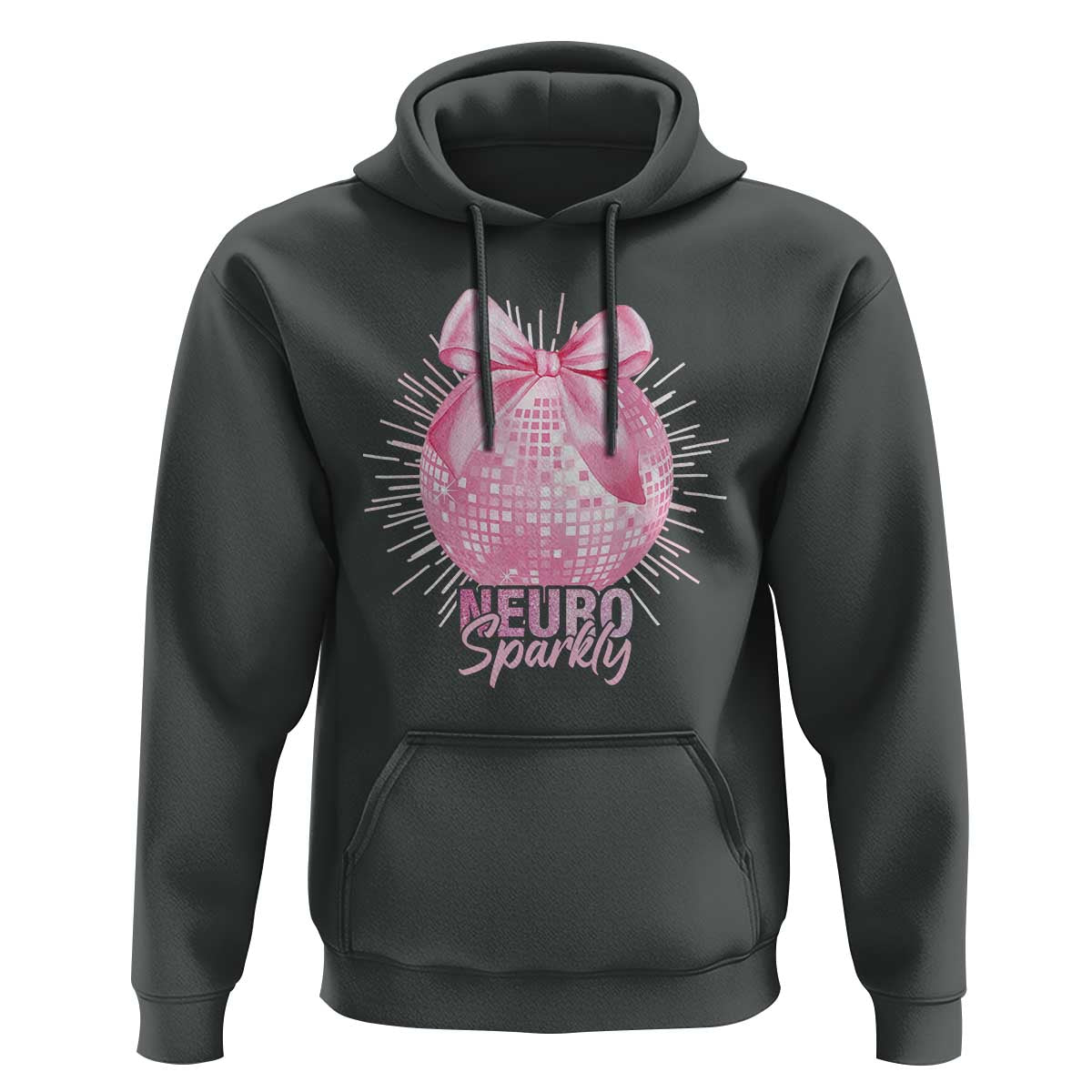 Neurodivergent Neuro Sparkly Hoodie Autism Spectrum ADHD Pink Bow Disco Ball
