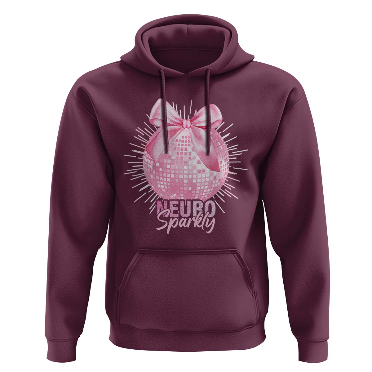 Neurodivergent Neuro Sparkly Hoodie Autism Spectrum ADHD Pink Bow Disco Ball