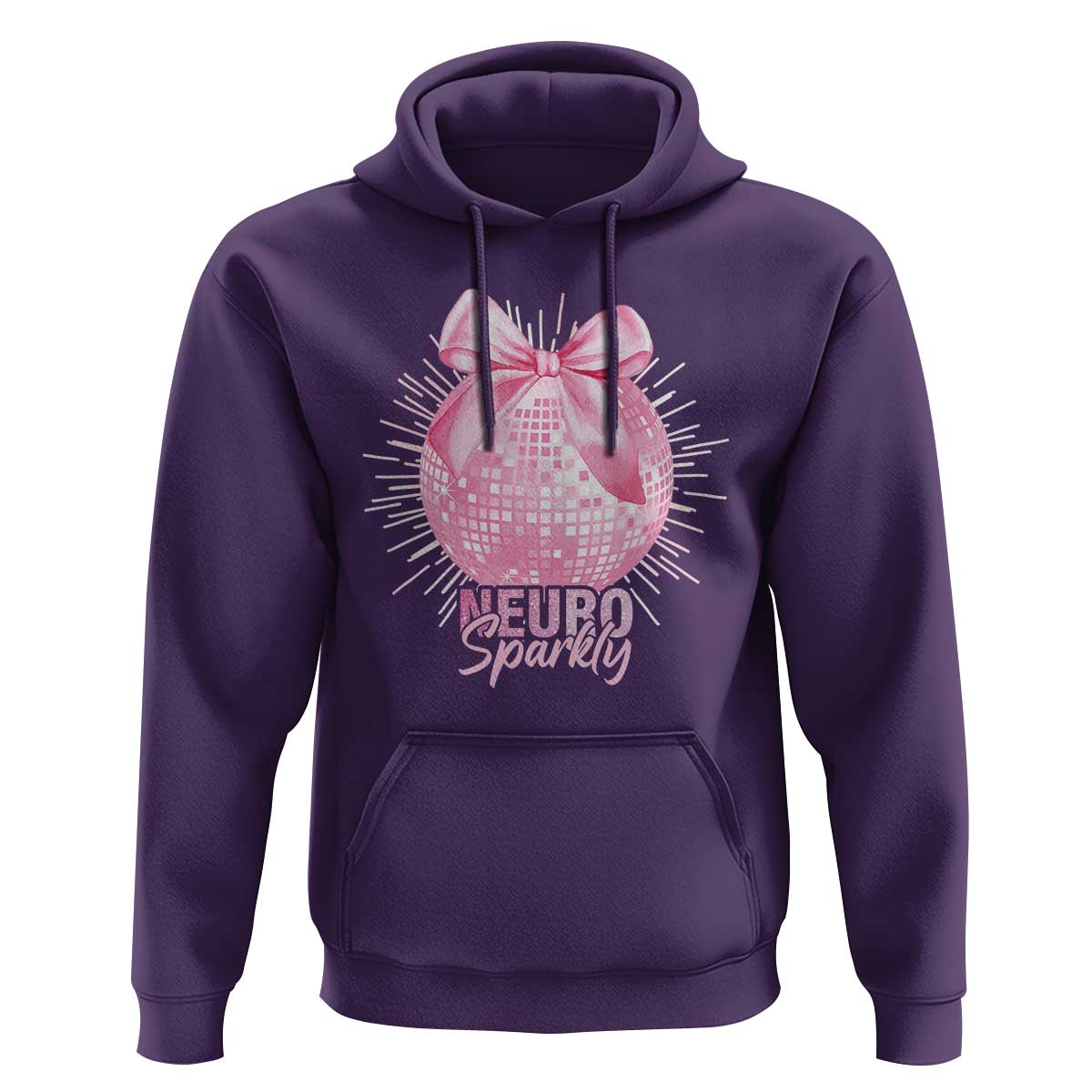 Neurodivergent Neuro Sparkly Hoodie Autism Spectrum ADHD Pink Bow Disco Ball