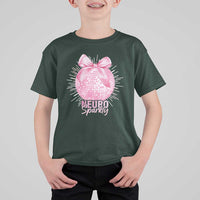 Neurodivergent Neuro Sparkly T Shirt For Kid Autism Spectrum ADHD Pink Bow Disco Ball