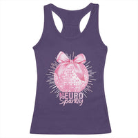 Neurodivergent Neuro Sparkly Racerback Tank Top Autism Spectrum ADHD Pink Bow Disco Ball