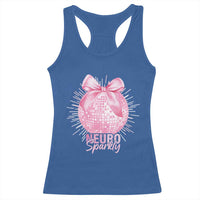 Neurodivergent Neuro Sparkly Racerback Tank Top Autism Spectrum ADHD Pink Bow Disco Ball