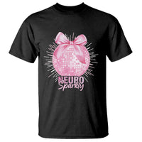 Neurodivergent Neuro Sparkly T Shirt Autism Spectrum ADHD Pink Bow Disco Ball