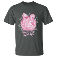 Neurodivergent Neuro Sparkly T Shirt Autism Spectrum ADHD Pink Bow Disco Ball