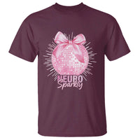 Neurodivergent Neuro Sparkly T Shirt Autism Spectrum ADHD Pink Bow Disco Ball