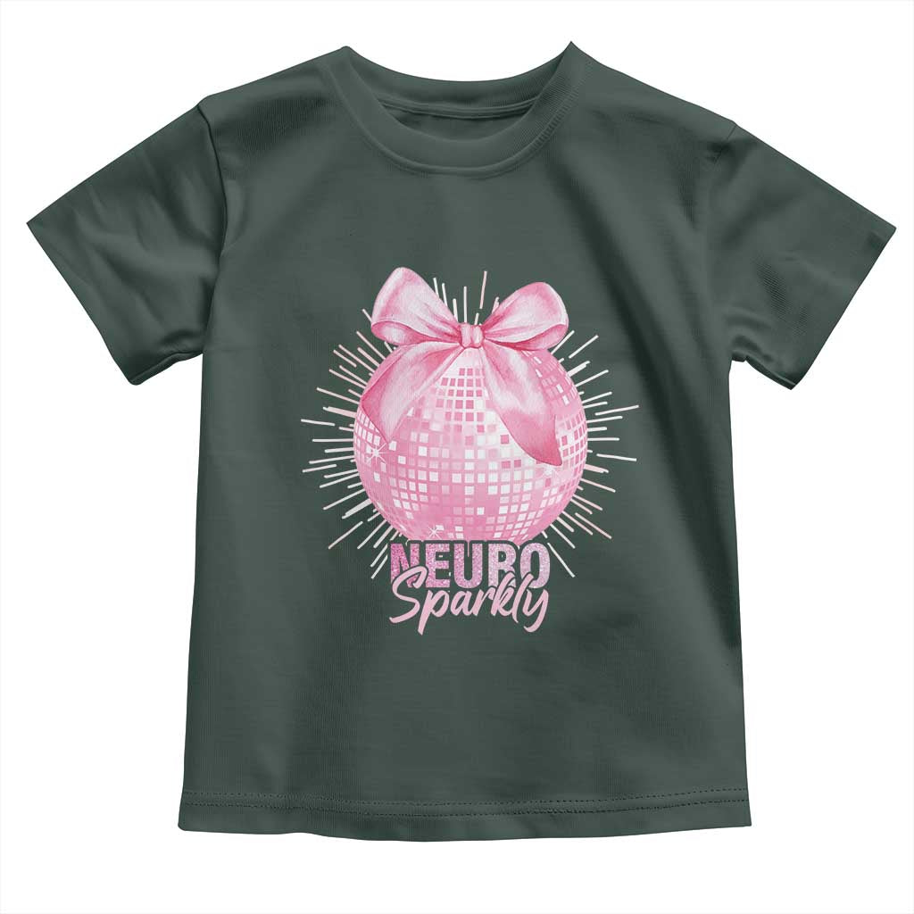 Neurodivergent Neuro Sparkly Toddler T Shirt Autism Spectrum ADHD Pink Bow Disco Ball