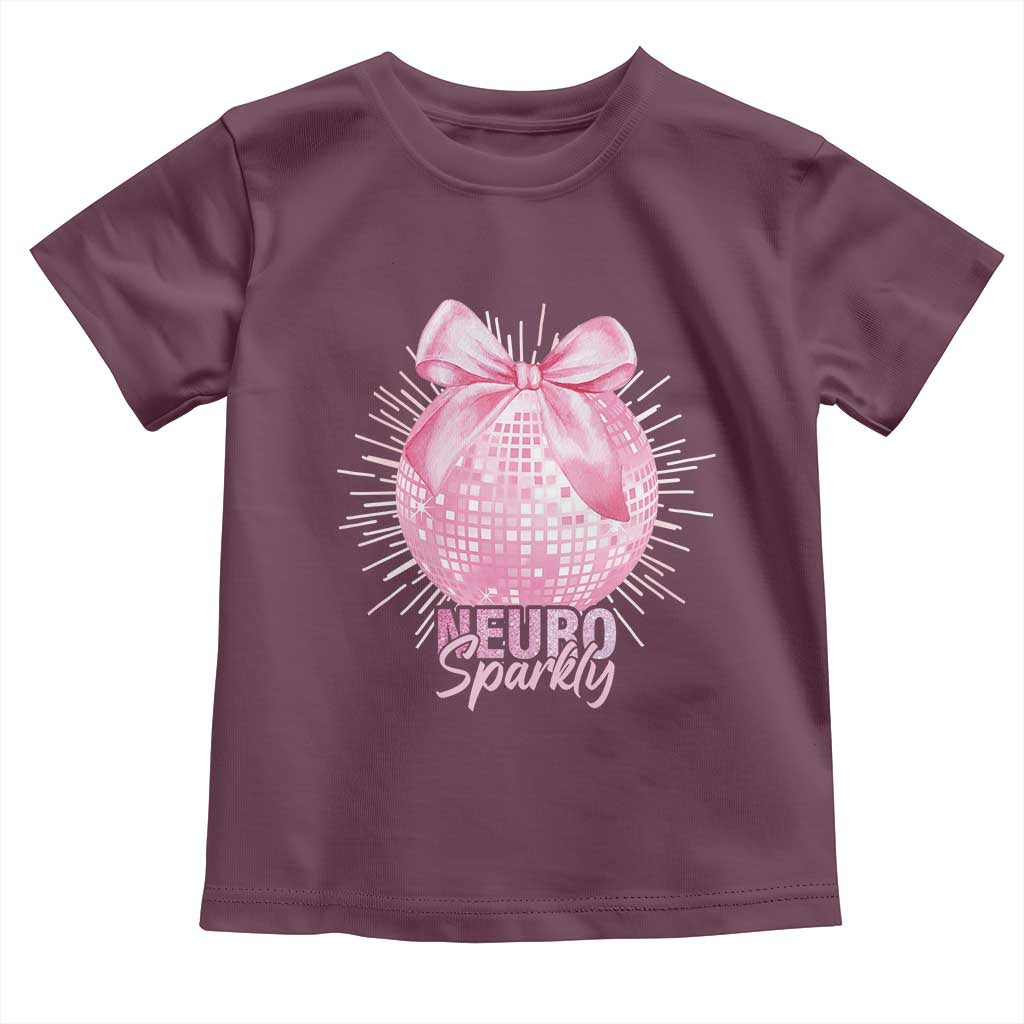 Neurodivergent Neuro Sparkly Toddler T Shirt Autism Spectrum ADHD Pink Bow Disco Ball