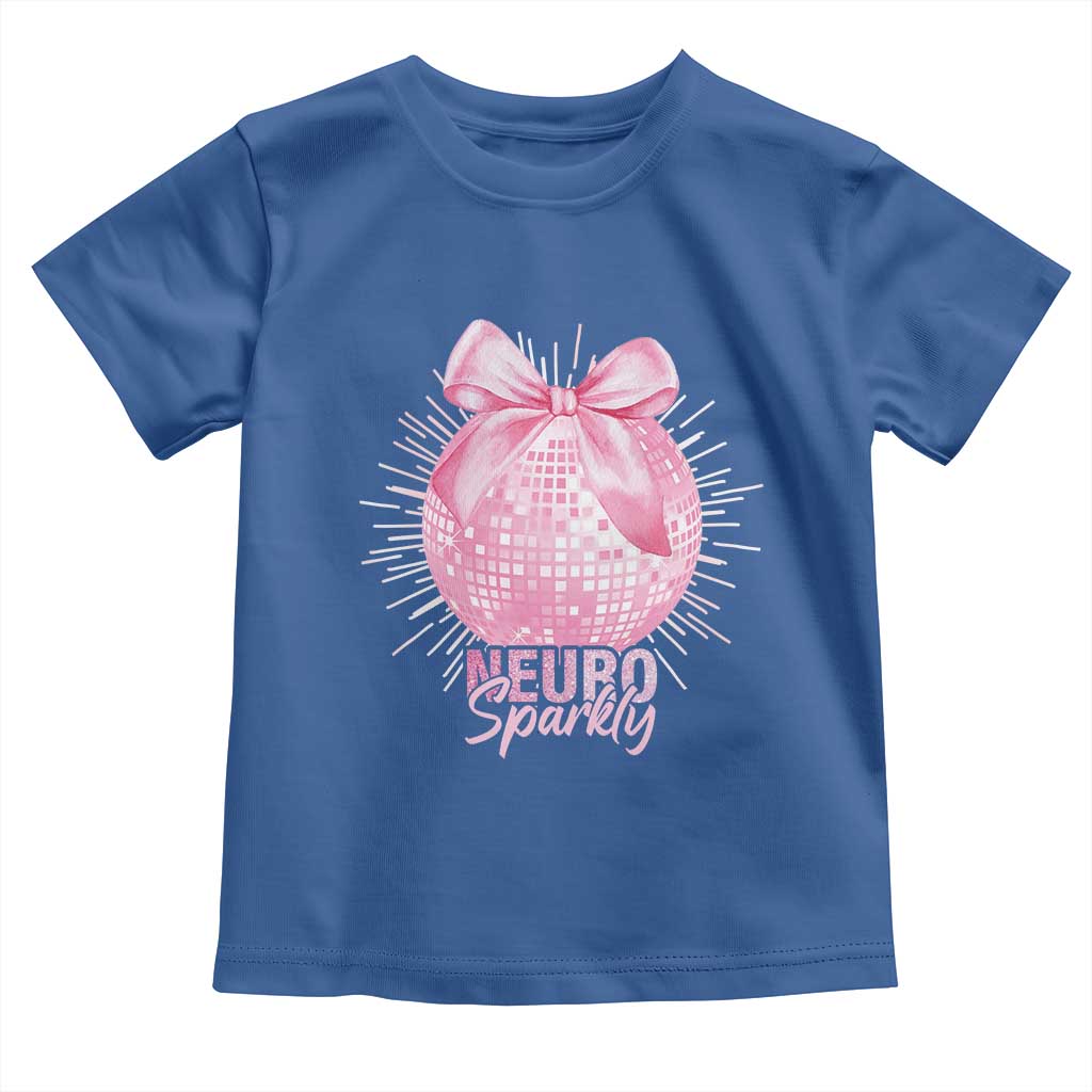 Neurodivergent Neuro Sparkly Toddler T Shirt Autism Spectrum ADHD Pink Bow Disco Ball