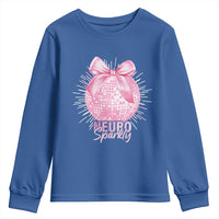 Neurodivergent Neuro Sparkly Youth Sweatshirt Autism Spectrum ADHD Pink Bow Disco Ball