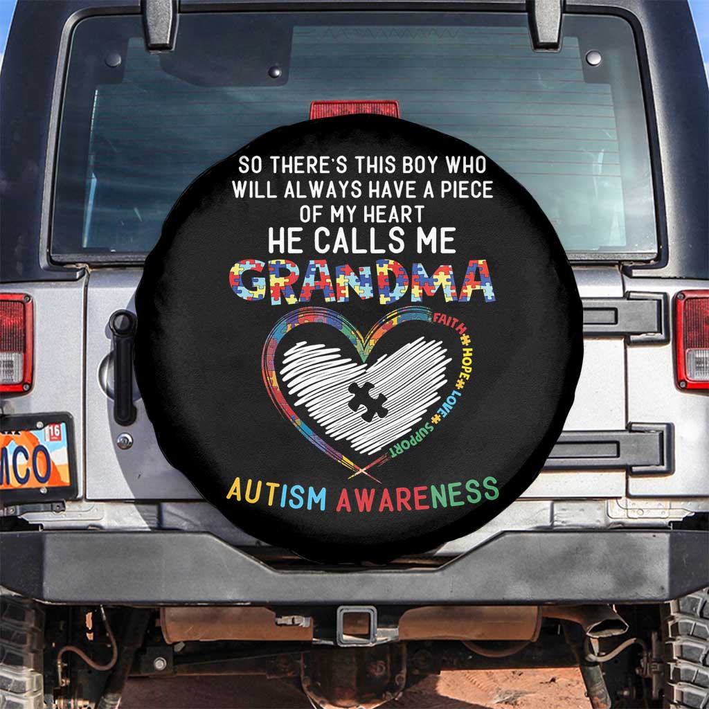 Autism Awareness Grandma Spare Tire Cover So There's This Boy Who Will Always Have A Piece Of My Heart He Calls Me Grandma