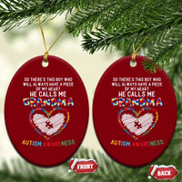 Autism Awareness Grandma Ceramic Ornament So There's This Boy Who Will Always Have A Piece Of My Heart He Calls Me Grandma