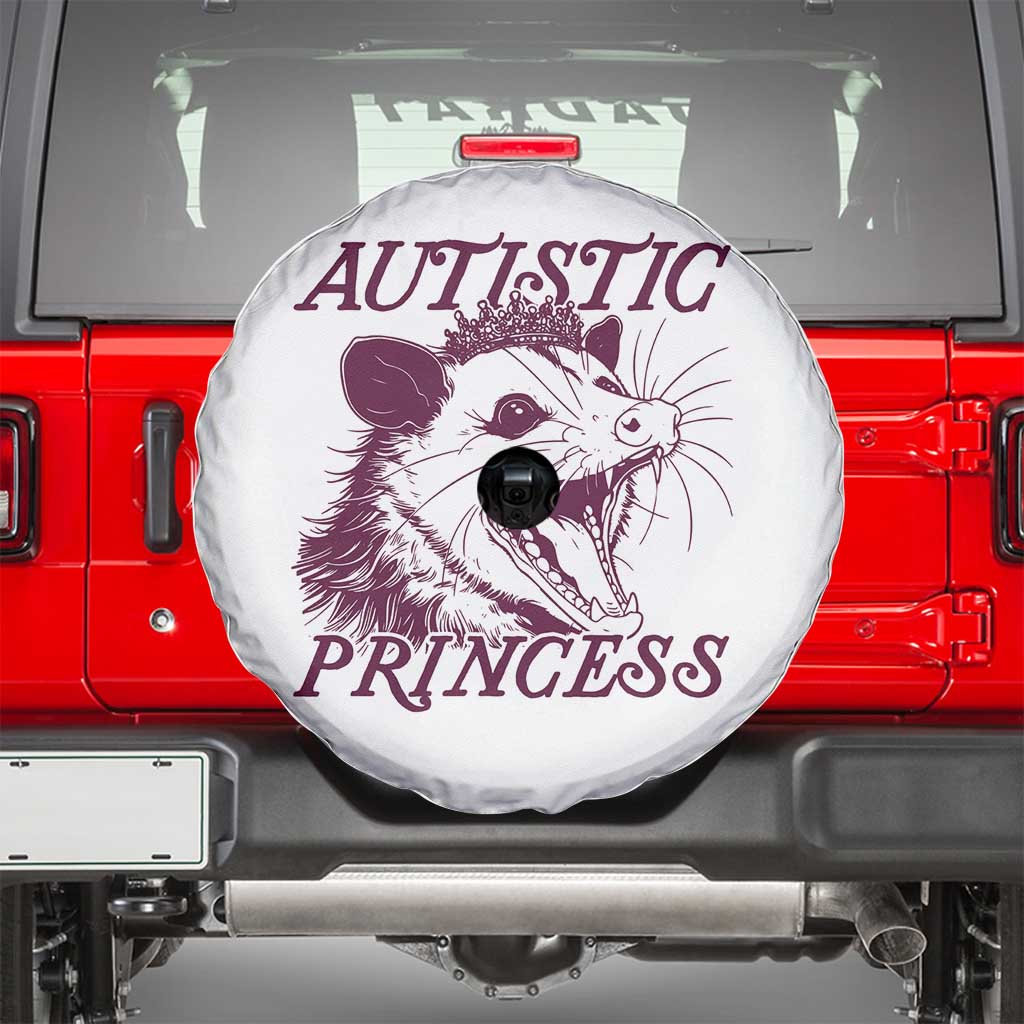 Funny Autistic Princess Spare Tire Cover Autism Awareness Opposum