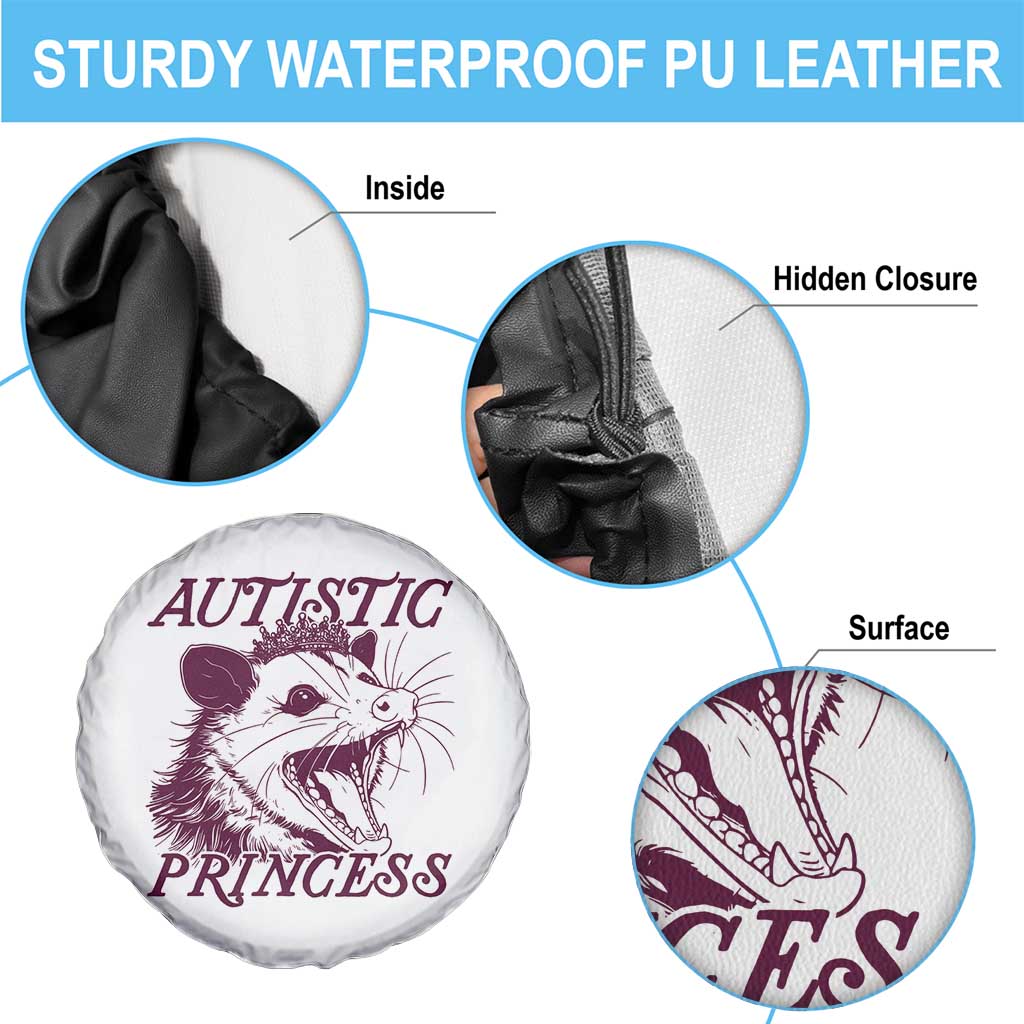 Funny Autistic Princess Spare Tire Cover Autism Awareness Opposum
