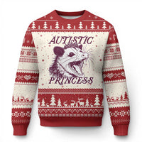 Funny Autistic Princess Ugly Christmas Sweater Autism Awareness Opposum
