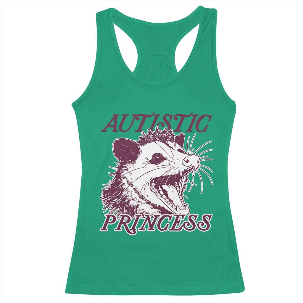 Funny Autistic Princess Racerback Tank Top Autism Awareness Opposum