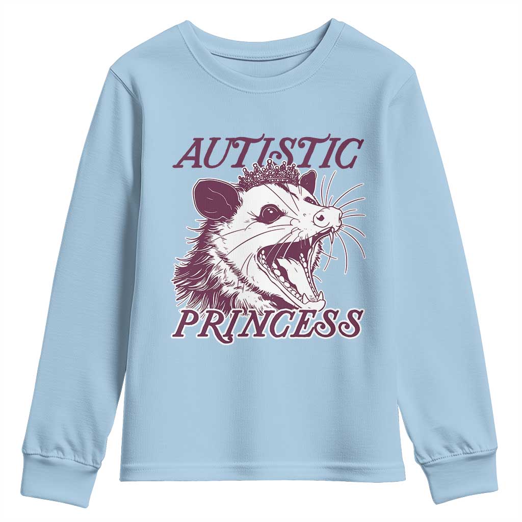 Funny Autistic Princess Youth Sweatshirt Autism Awareness Opposum