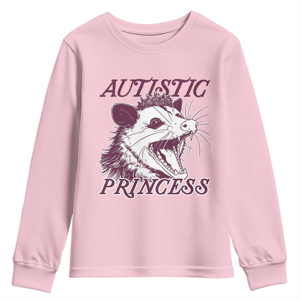 Funny Autistic Princess Youth Sweatshirt Autism Awareness Opposum