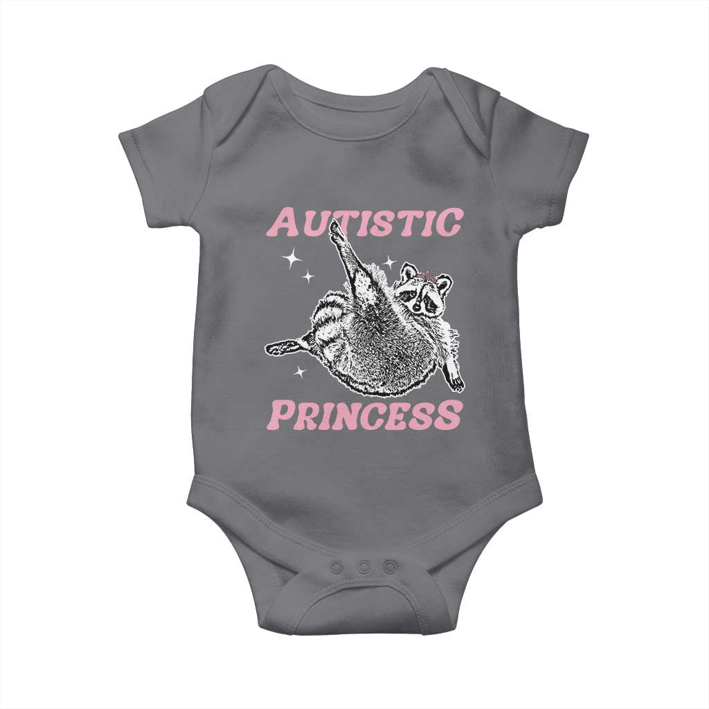 Funny Autistic Princess Baby Onesie Autism Awareness Raccoon