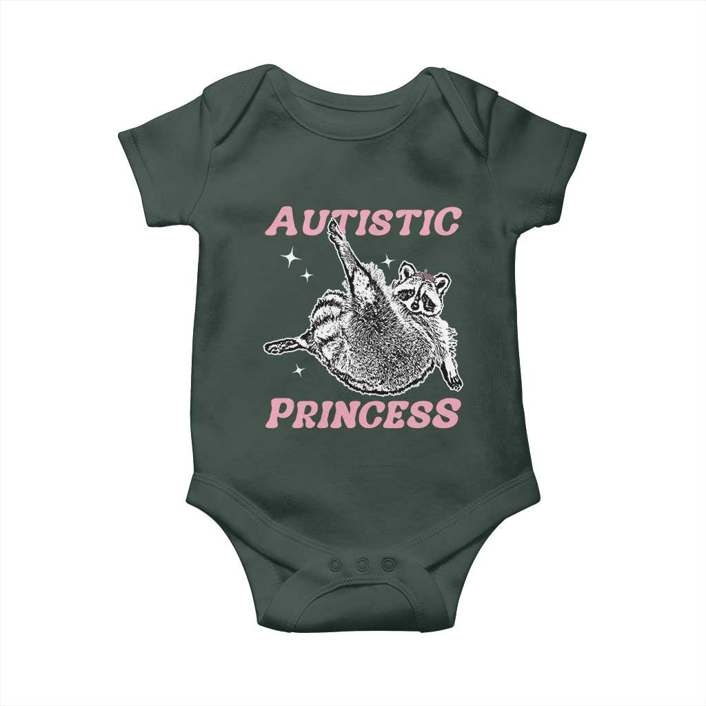 Funny Autistic Princess Baby Onesie Autism Awareness Raccoon