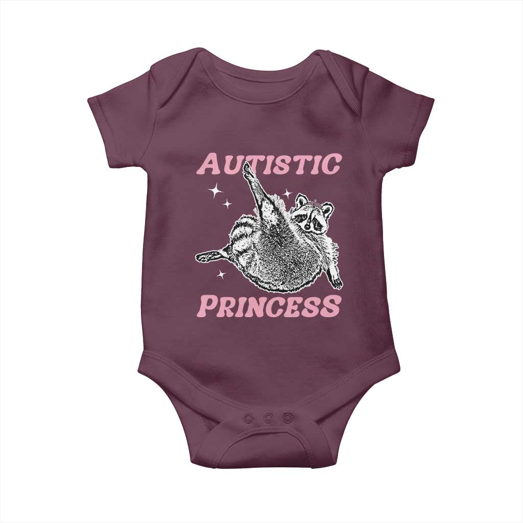 Funny Autistic Princess Baby Onesie Autism Awareness Raccoon