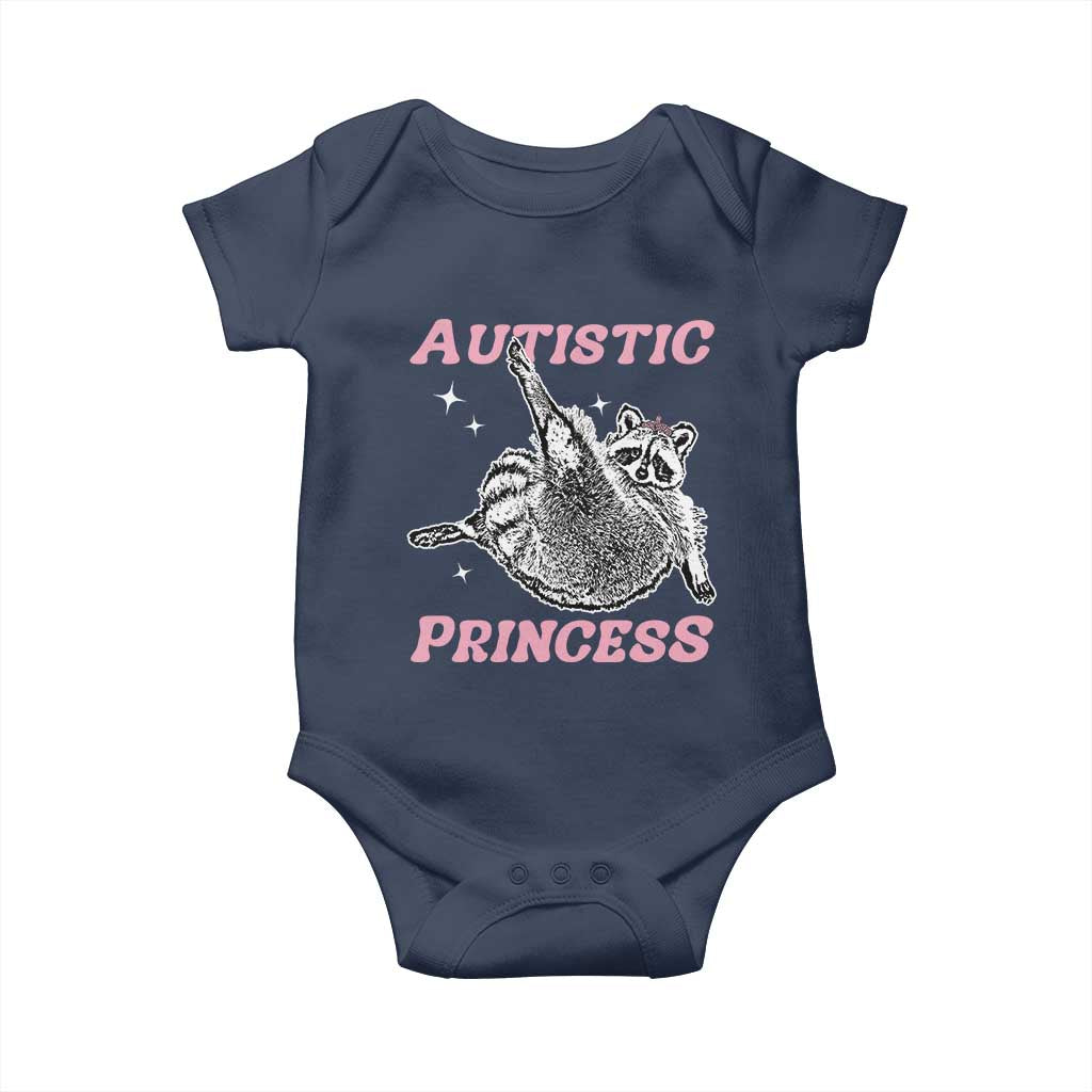Funny Autistic Princess Baby Onesie Autism Awareness Raccoon