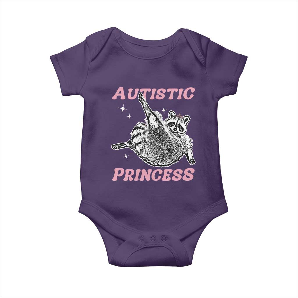 Funny Autistic Princess Baby Onesie Autism Awareness Raccoon