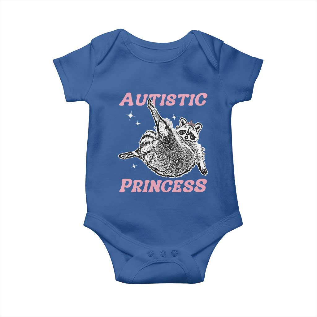 Funny Autistic Princess Baby Onesie Autism Awareness Raccoon