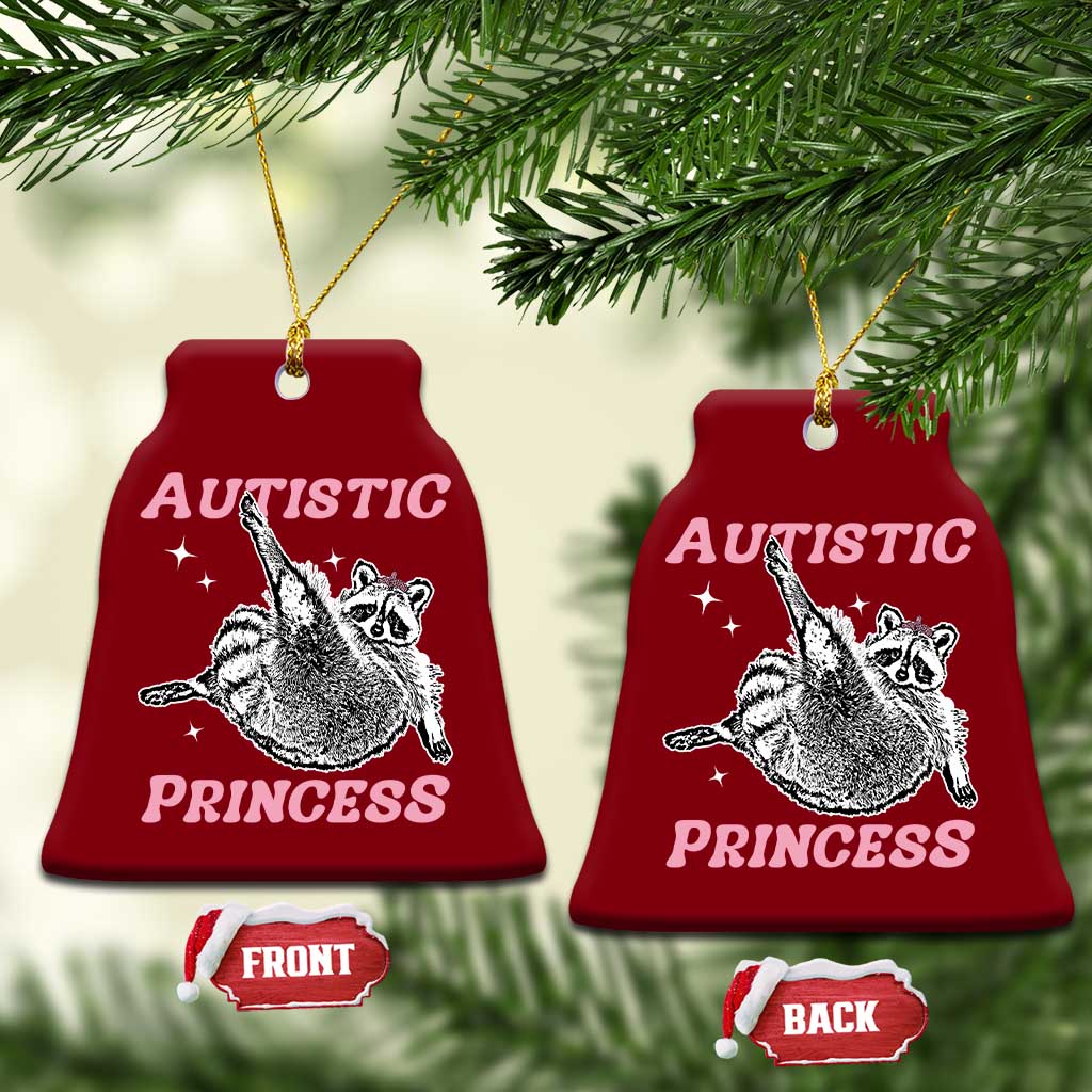 Funny Autistic Princess Ceramic Ornament Autism Awareness Raccoon